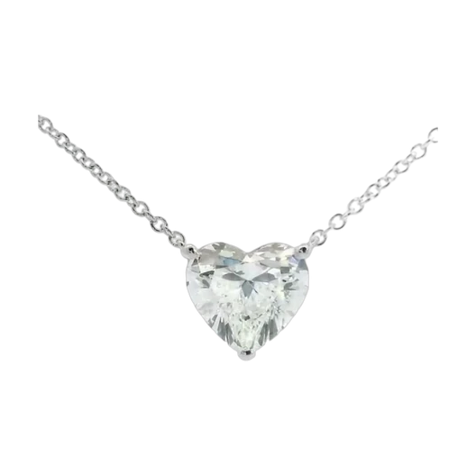 Heart-cut diamond pendant on a fine white gold chain